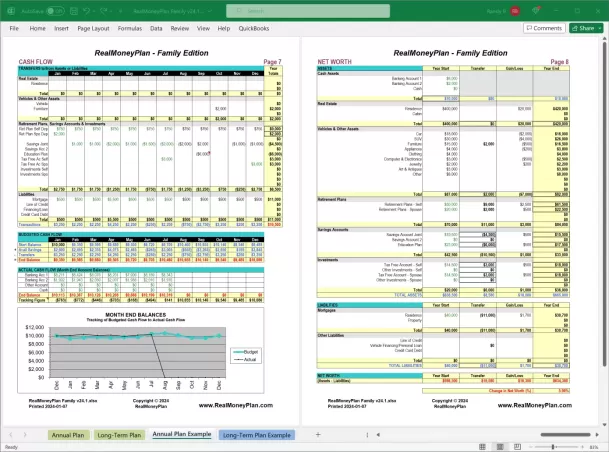 Birthday Financial Plan Example Family Financial Plan Spreadsheet Template